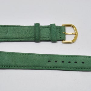 18mm, Green nubuck leather watch strap lined with green nubuck, green curved genuine cowhide leather, leather strap for watch, green leather