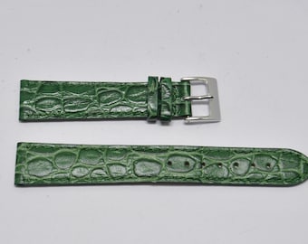 18mm, Flat watch strap, genuine green cowhide leather, leather strap for watch, green leather watch strap 18mm