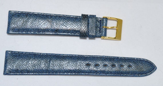 Bracelet De Montre En Cuir Maruca Véritable Bleu 14mm - Longueur 18.5 Cm - Pour Remplacer Votre Bracelet Actuel