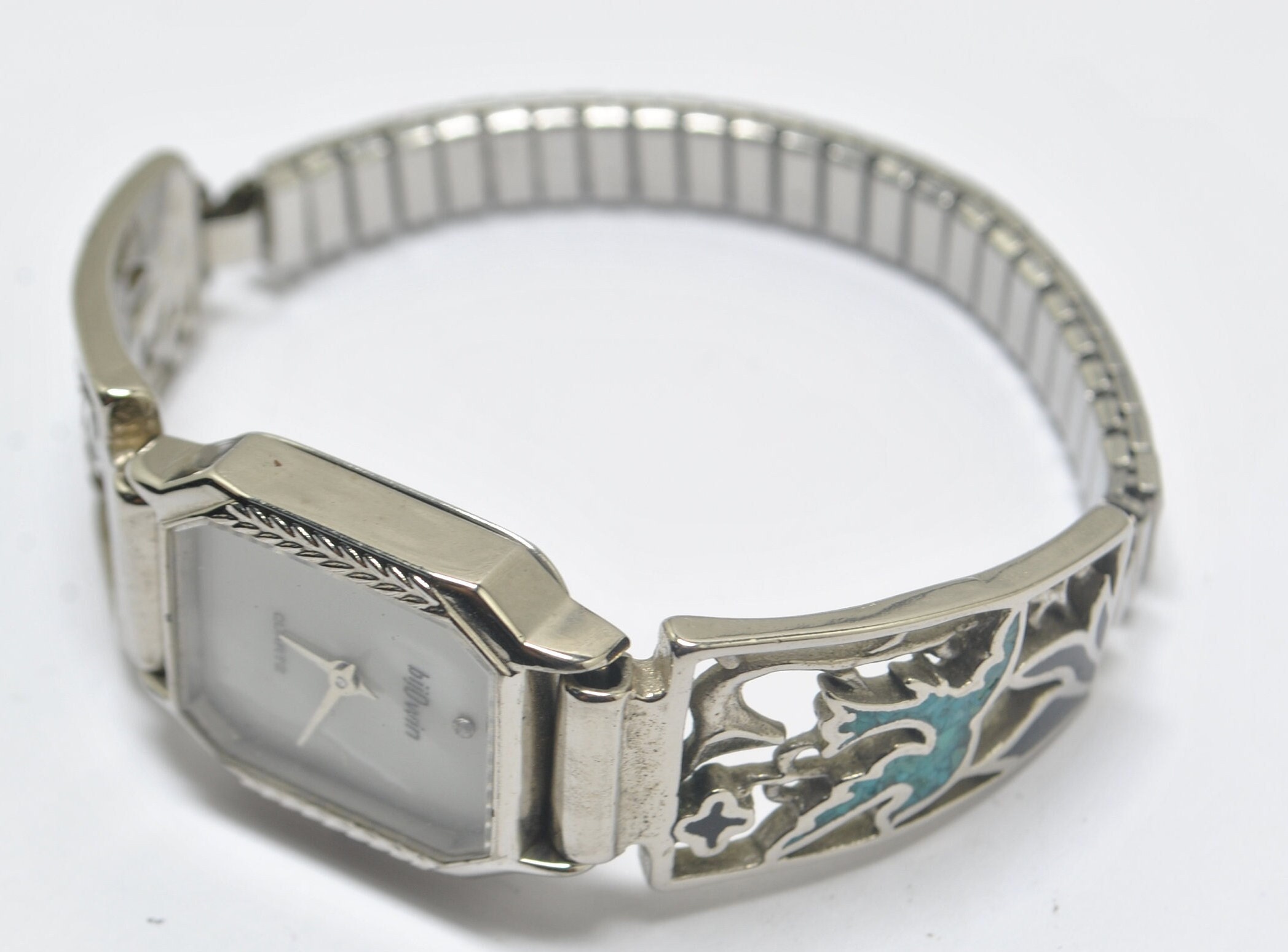 Bracelet perle bleu en bois et rondelles métal argenté - Ninanina