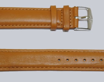 Bracelet De Montre En Cuir Marron - 18 Mm - Bombé Style Rio - Fait Main - Neuf Avec Étiquettes