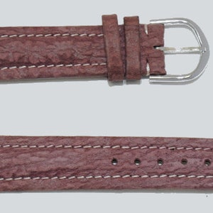 18 mm, Mauve-Uhrenarmband aus Nubukleder mit Haifischprägung im Pilotenstil