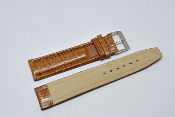 Bracelet De Montre ZRC Cuir Grain Alligator Marron - 20 Mm - Neuf Avec étiquettes