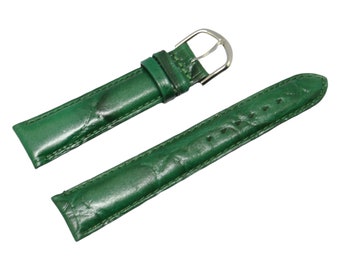 18mm, green domed genuine cowhide leather watch strap, leather strap for watch, green leather