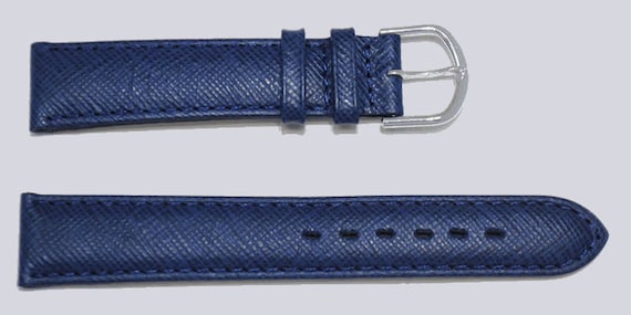 Bracelet De Montre En Cuir Maruca Véritable - Largeur 18mm - Bleu - Boucle Au Choix