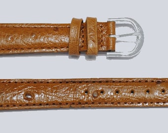12mm, 16mm, g watch strap. Ostrich, genuine beige curved cowhide leather.