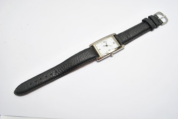 Vintage rectangular chrome watch with 4 numbers o… - image 6
