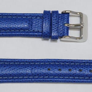 18mm, French blue aviator style leather watch strap