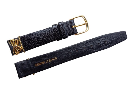 Bracelet De Montre En Cuir Noir Vintage - Largeur 16.60 Mm - Neuf Sans étiquette