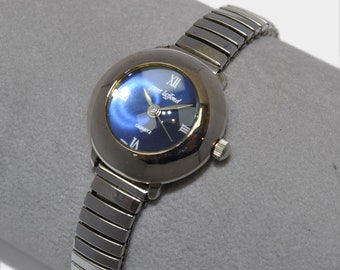 Small YVES LAFFOND women's watch blue dial with extendable bracelet