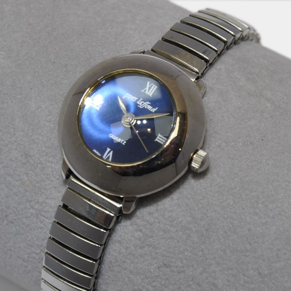 Petite montre YVES LAFFOND femme cadran bleu avec bracelet extensible