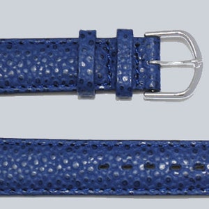 18mm, Etna genuine leather watch strap curved blue