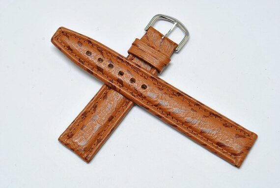20mm, Meteor gold grain leather watch strap - image 2