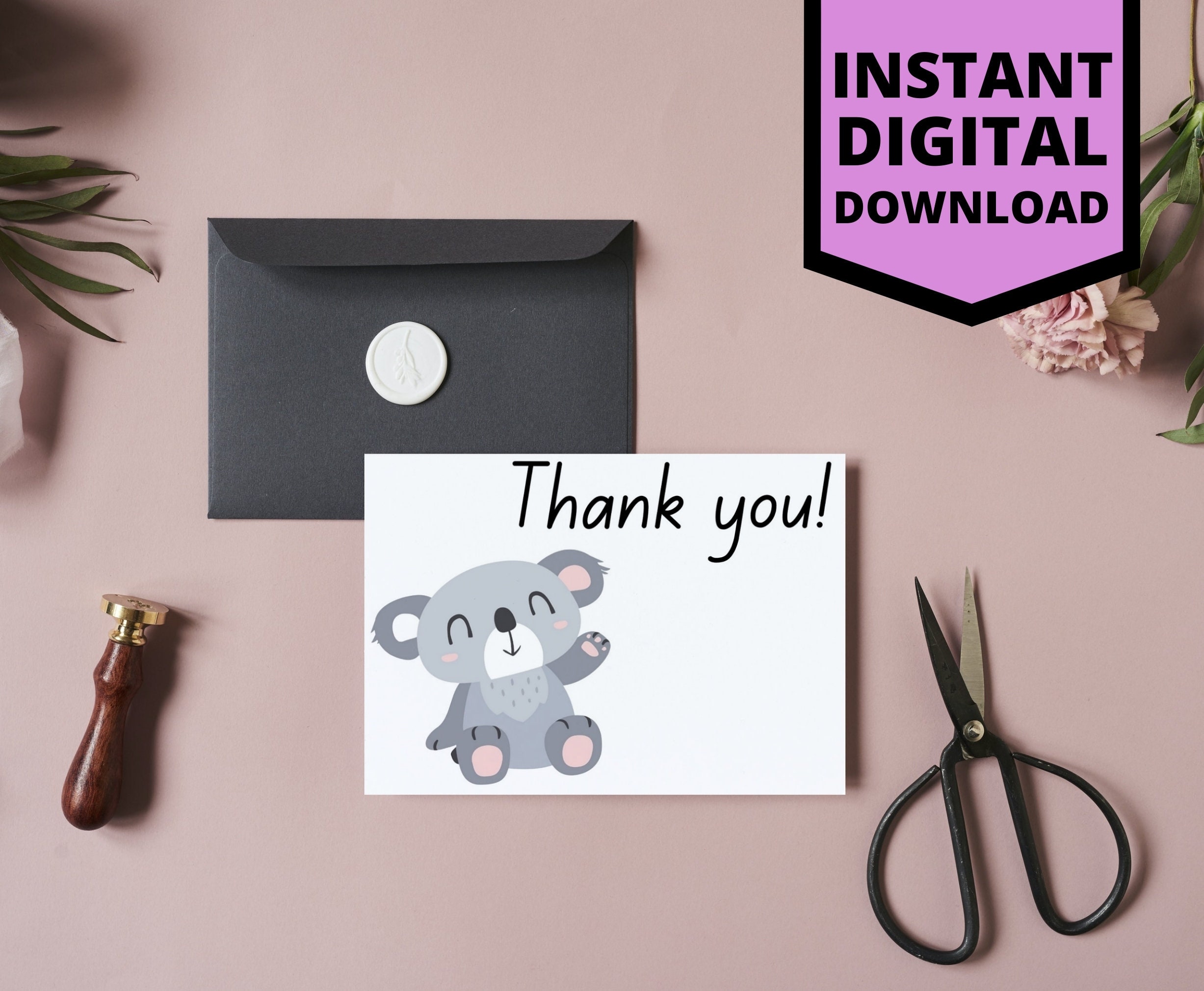Koala Thank You Card Cute Koala Greeting Card Koala Crafts - Etsy España