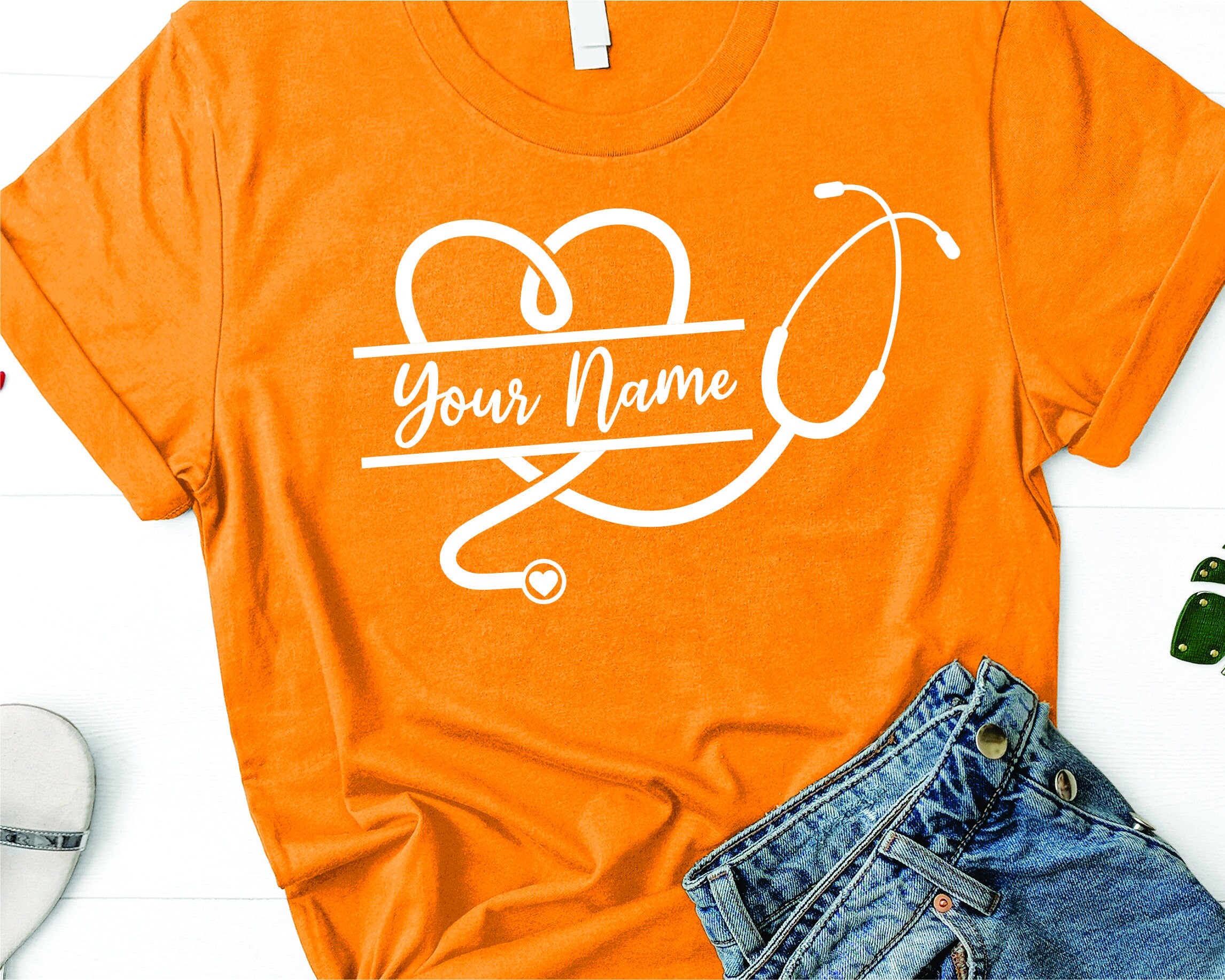 Stethoscope Heart Monogram, Name Frame Svg, Nursing, Name Frame