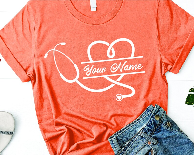 Stethoscope Heart Split Monogram Name Frame Heart Stethoscope Etsy