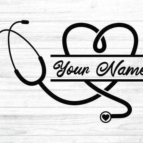 Stethoscope Heart Split Monogram Name Frame Heart Stethoscope Etsy