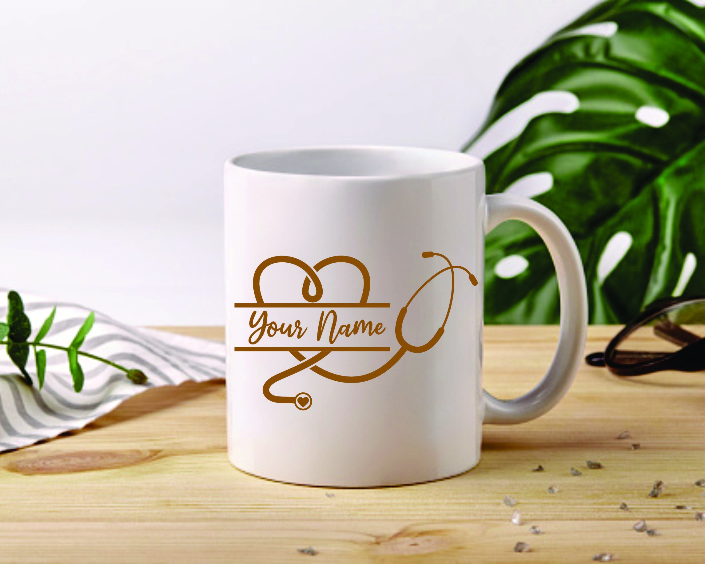 Stethoscope Heart Monogram, Name Frame Svg, Nursing, Name Frame