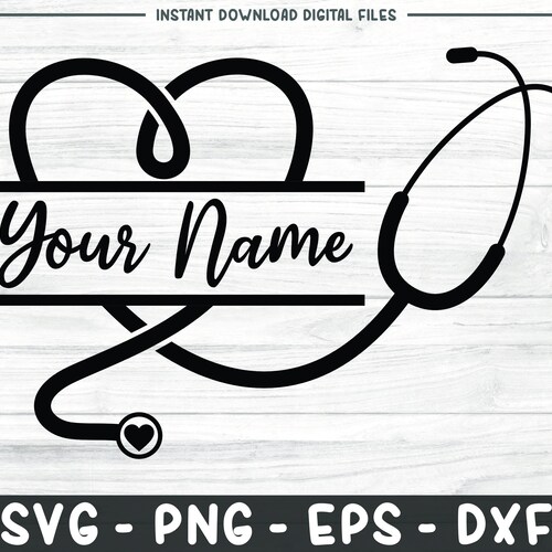 Stethoscope Heart Monogram Name Frame Svg Nursing Name Etsy