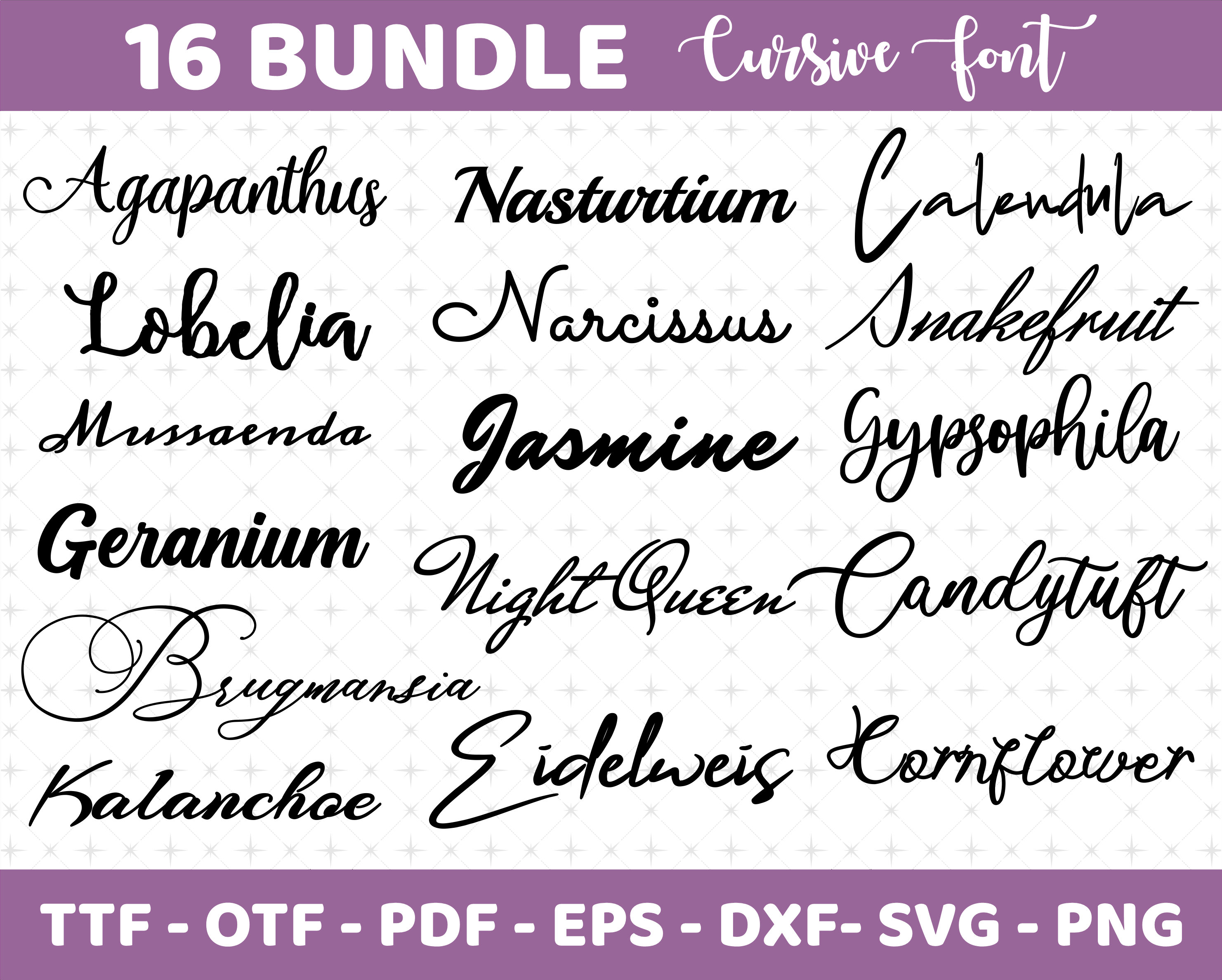 Cursive Fonts Svg Bundle Cursive Fonts For Cricut Cursive Etsy Israel