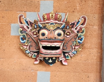 24cm Wooden Barong Mask , Barong Mask , Balinese Mythology , Wooden Mask , Wall Decor , Home Decor , Birthday Gift