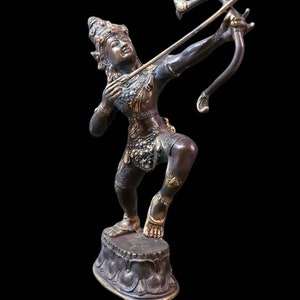 Arjuna Sculpture, 12&quot; Arjuna Statue , Vintage Bronze Arjuna , Epic Mahabharata , Home Decor , Birthday Gift