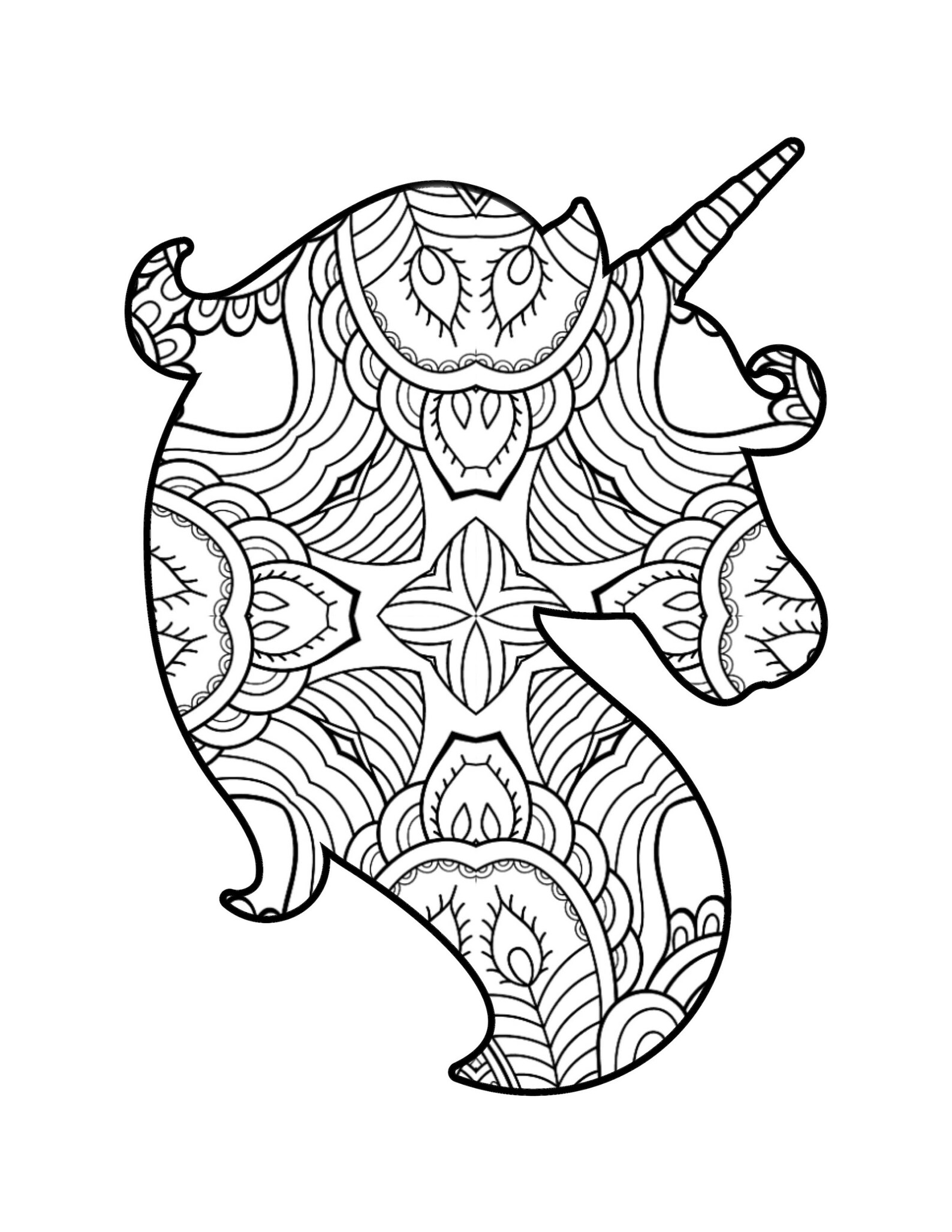 100 Printable Coloring Pages Unicorn Adult Kids Mandala | Etsy