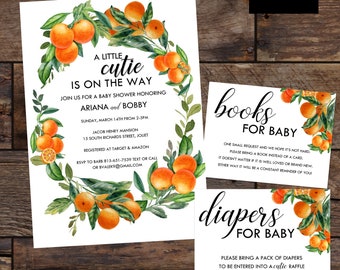 Cutie Baby Shower Invitations - Baby Shower - Digital Baby Shower Invitation - Orange Baby Shower