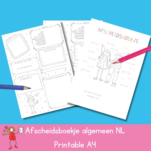 Afscheidsboekje/vriendenboekje school kinderen | printable