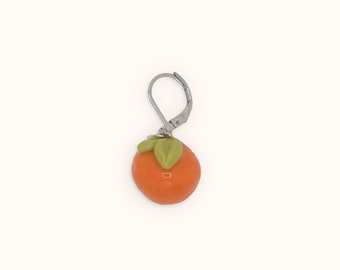 Marcador de puntada naranja / encanto de fruta naranja, marcador de puntada de fruta, guardián de puntada, lindo tejido de mandarina y accesorio de ganchillo