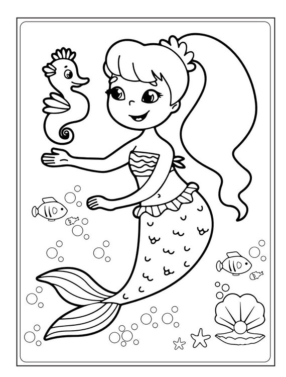 100 page Mermaid Coloring Book
