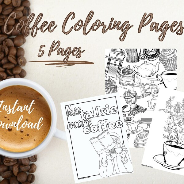 Coloring Pages for Adults Coffee - Etsy