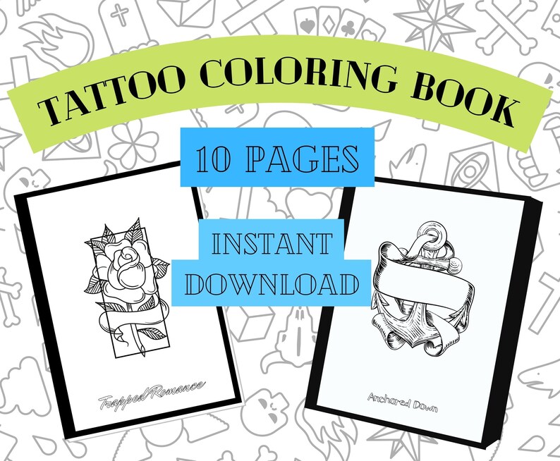 Tattoo Coloring Book Pt. 2 / INSTANT DOWNLOAD / Digital Download / Tattoo Coloring Pages - Etsy