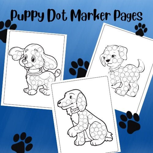 Puppy Dog Dot Marker Coloring Pages - Etsy Canada