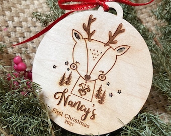 Personalised Baby’s First Christmas Ornament Wood Decoration. New Baby Christmas Gift . First Christmas Baubles . 1st Christmas Ornaments