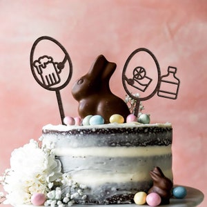 Personalized Wooden Easter Cake Topper / Custom Bunny Ears Easter Cake Topper / 2024 Happy Easter Bunny / Easter Egg Cake Topper Decor image 5