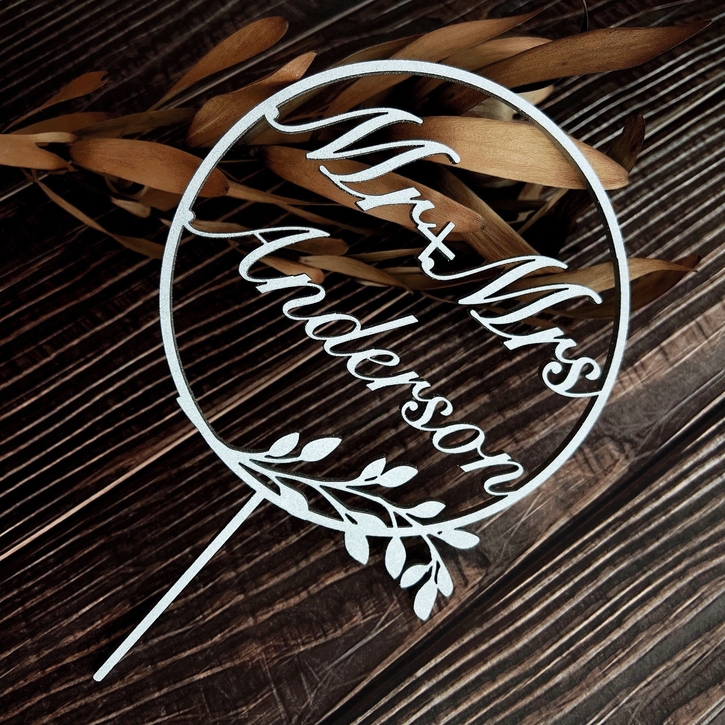 Personalized Wedding Cake Topper/Rustic Custom Script Toppers For Mr & Mrs
