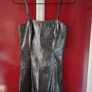 Vintage Late 90s Early 2000s Black and Silver Party Dress
