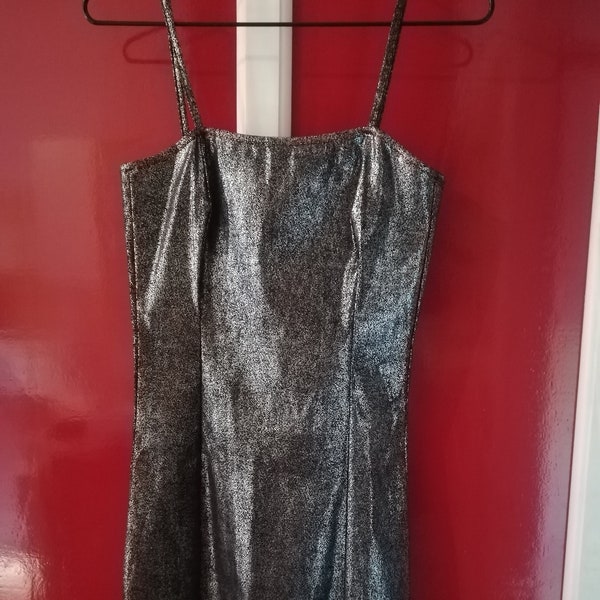 Vintage Late 90s Early 2000s Black and Silver Party Dress