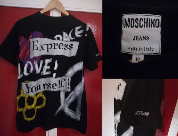 Rare 90s Moschino Jeans "Express Love Yourself" S… - image 1