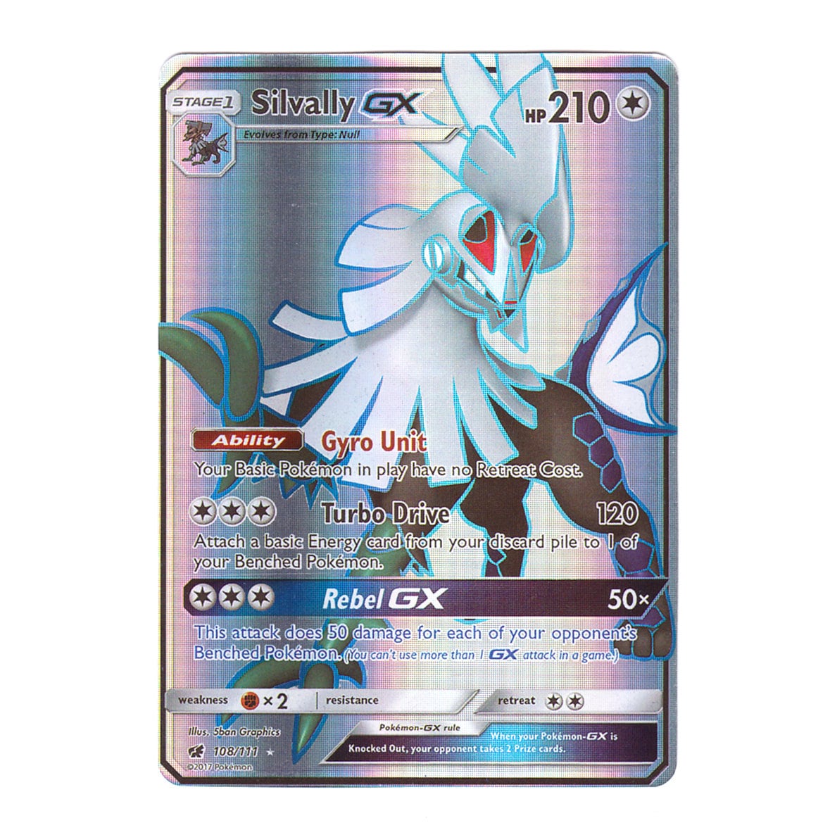 silvally gx pokemon card Pokemon SM-4 Crimson Invasion: SILVALLY GX - 119/111 - RAINBOW Ultra R main image 0