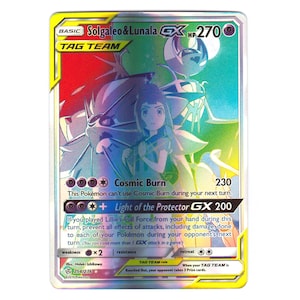 Mavin  POKEMON LUNALA GX Rainbow Rare Holo / Shiny 153/149 . Free