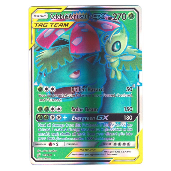 Celebi & Venusaur (Full Art) GX Holo SM Team Up 159/181 (Custom | Proxy)