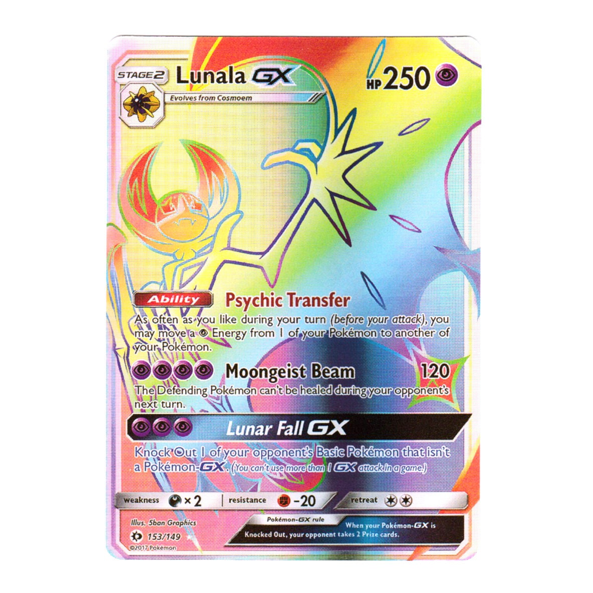 Mavin  LUNALA GX Pokemon card 153/149 RAINBOW FULL ART Sun and