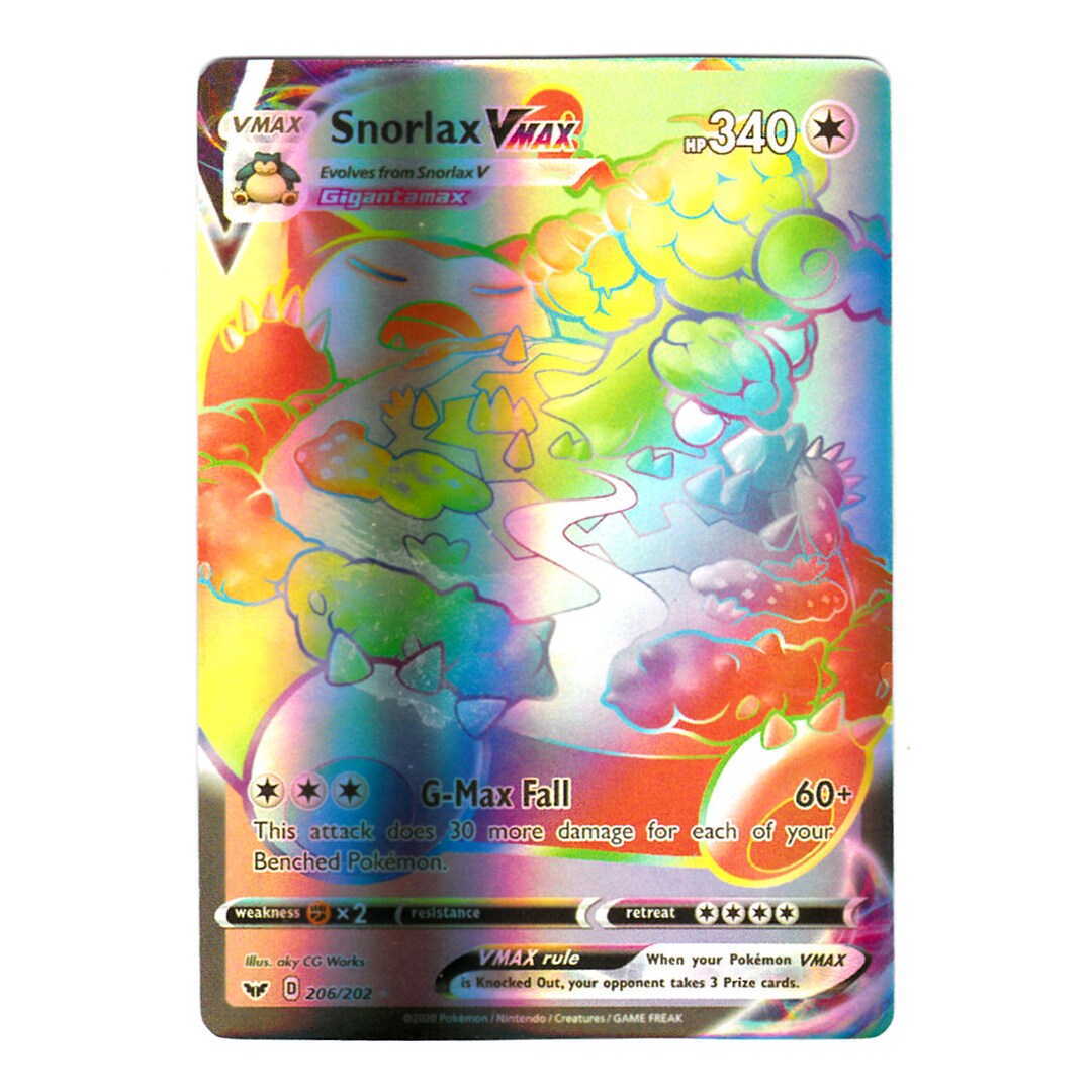 Snorlax VMAX (secret) Holo SWSH Base Set 206/202 (custom | Proxy) - Etsy