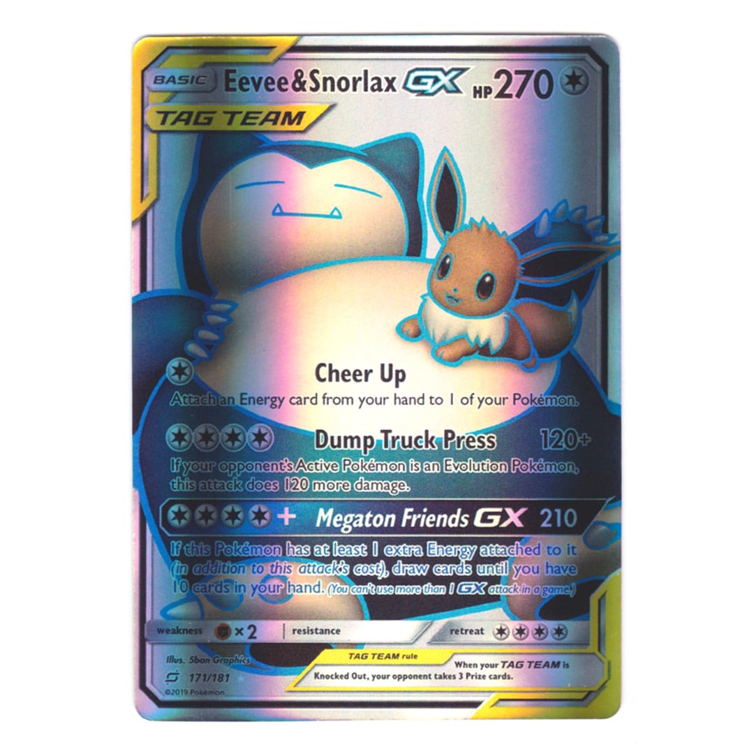Eevee & Snorlax GX (full Art) Holo SM Team up 171/181 (custom