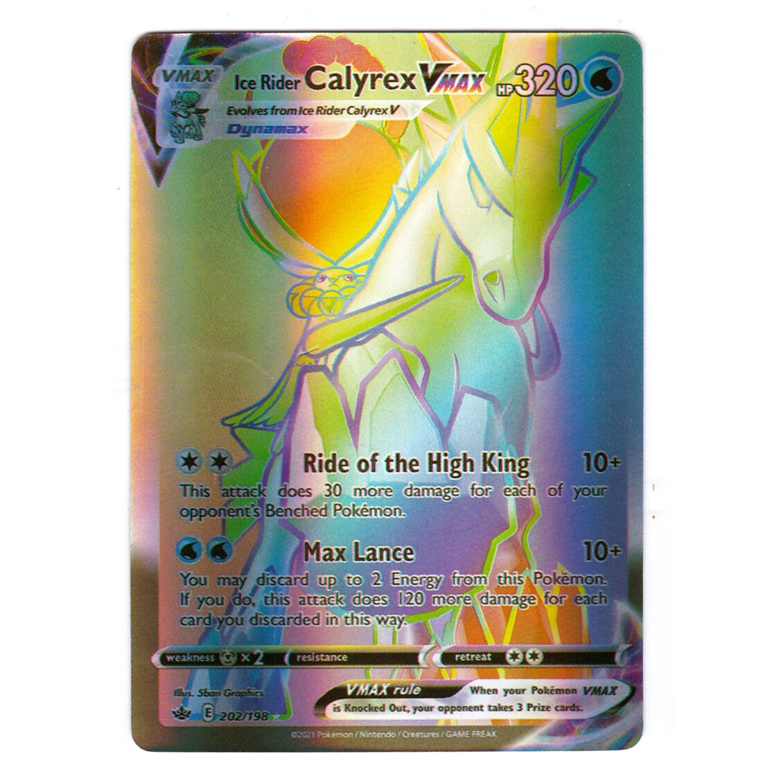 pokemon tcg chilling reign 046/198 ice rider calyrex vmax card POKÉMON TCG - Ice Rider Calyrex VMax Alternate Art Secret Rare