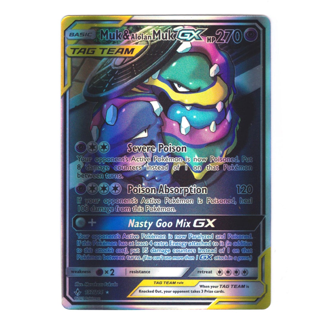 Muk & Alolan Muk GX (full Art) Holo SM Unbroken Bonds 197/214