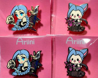 Broche Arcano Jinx, broche de esmalte Jinx, broche Arcano, broche de cachorrinho Jinx, broche Jinx Fishbones (risos)