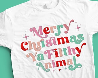 Gráfico navideño retro de Home Alone: ¡Feliz Navidad, animal asqueroso! (Descarga digital)